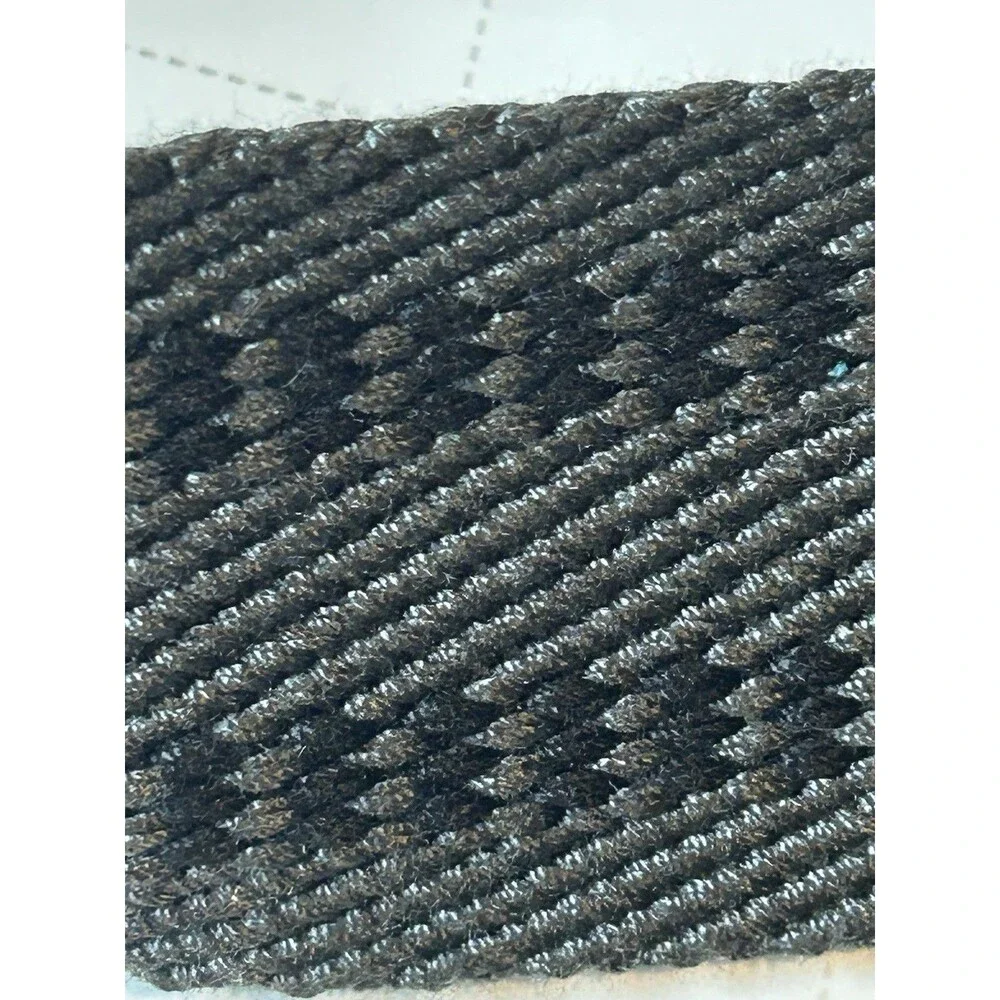 Grey Black Woven Belt with Silver D-Ring Buckle
